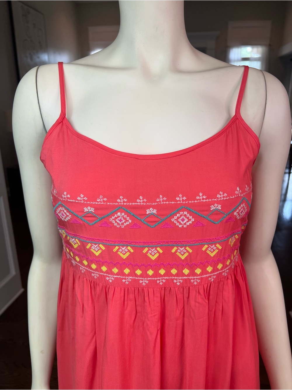 Flying Tomato Coral Maxi Dress with Embroidered Hem - Picture 6 of 14